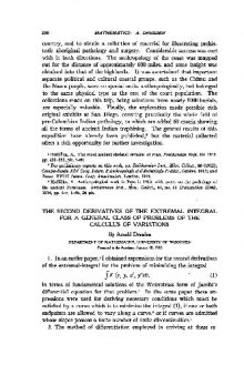 The Second Derivatives of the Extremal Integral for a General Class of Problems of the Calculus of Variations