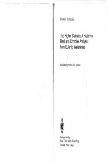 The Higher Calculus: a History of Real and Complex Analysis from Euler to Weierstrass
