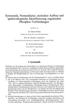 Houben-Weyl Methoden der organischen Chemie vol.E1 Organic Phosphorus Compounds I