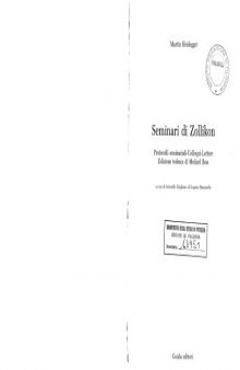 Seminari di Zollikon [incomplete: pp. 1-226]