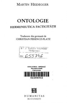 Ontologie. Hermeneutica facticitatii
