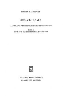 Kant und das Problem der Metaphysik (1929)