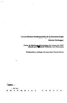 Los Problemas Fundamentales de La Fenomenología (GA 24. ''Die Grundprobleme der Phänomenologie''. SS 1927)