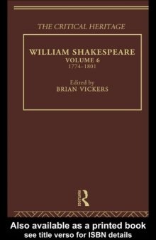 William Shakespeare: Volume 6, 1774-1801