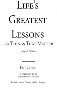Life's greatest lessons: 20 things that matter