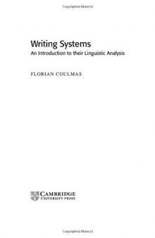 Writing Systems: An Introduction to Their Linguistic Analysis 