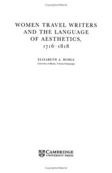 Women Travel Writers and the Language of Aesthetics, 1716-1818