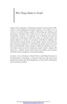 Why Things Matter to People: Social Science, Values and Ethical Life by Sayer, Andrew (2011)