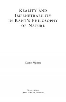 Reality and Impenetrability in Kant's Philosophy of Nature
