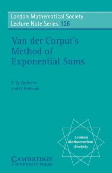 Van der Corput's Method of Exponential Sums (London Mathematical Society Lecture Note Series)