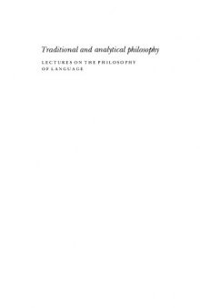 Traditional and Analytical Philosophy: Lectures on the Philosophy of Language