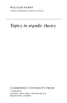 Topics in Ergodic Theory (Cambridge Tracts in Mathematics)