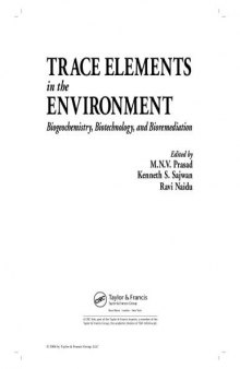 Trace Elements in the Environment: Biogeochemistry, Biotechnology, and Bioremediation
