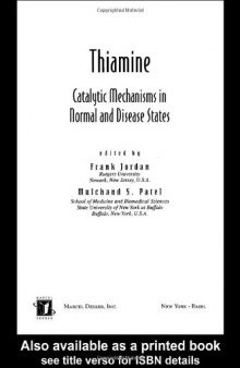 Thiamine: Catalytic Mechanisms in Normal and Disease States
