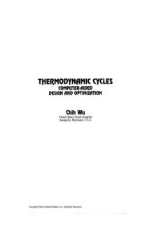 Thermodynamic Cycles: Computer-Aided Design and Optimization (Chemical Industries)