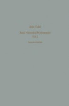 Basic Numerical Mathematics: Vol. 1: Numerical Analysis