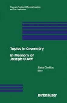 Topics in Geometry: In Memory of Joseph D’Atri