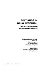 Statistics in Drug Research: Methodologies and Recent Developments (Chapman & Hall/CRC Biostatistics Series)