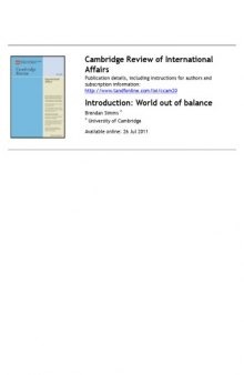 Cambridge Review of International Affairs - Special Issue: "World Out of Balance" (2011) volume 24 issue 2