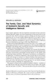The Family, Clan, and Tribal Dynamics of Saddam's Security and Intelligence Network