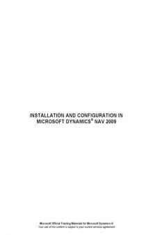 Installation and Configuration in Microsoft Dynamics® NAV 2009 