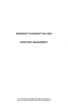 Microsoft Dynamics® NAV 2009 Inventory Management 