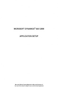 Microsoft Dynamics® NAV 2009 - Application Setup 