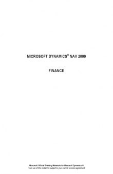 Microsoft Dynamics® NAV 2009 - Finance 