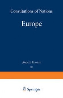 Volume III — Europe: Constitutions of Nations