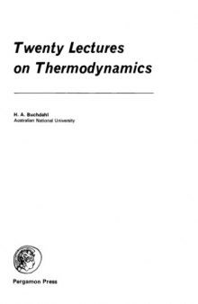 Twenty lectures on thermodynamics