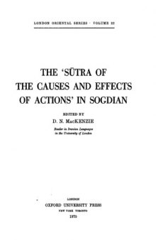 The ‘Sūtra of the Causes and Effects of Actions’ in Sogdian