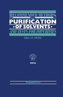 Recommended Methods for Purification of Solvents and Tests for Impurities. International Union of Pure and Applied Chemistry