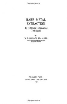 Rare Metal Extraction by Chemical Engineering Techniques