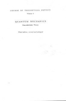 Quantum Mechanics-Nonrelativistic Theory 