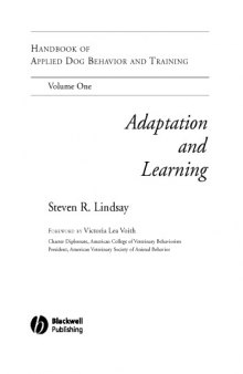 Handbook of Applied Dog Behavior and Training, Volume 1: Adaptation and Learning