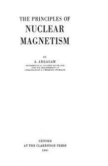 The principles of nuclear magnetism