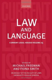 Law and Language: Current Legal Issues Volume 15