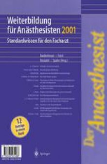 Der Anaesthesist Weiterbildung für Anästhesisten 1997: Ihre Basis für die Facharztprüfung