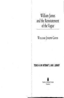 William James and the Reinstatement of the Vague