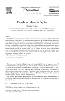 Prosody and idioms in English