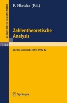 Zahlentheoretische Analysis: Wiener Seminarberichte 1980–82