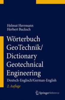 Wörterbuch GeoTechnik/Dictionary Geotechnical Engineering: Deutsch-Englisch/German-English