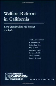 Welfare Reform in California : Early Results from the Impact Analysis