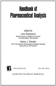Handbook of Pharmaceutical Analysis (Drugs and the Pharmaceutical Sciences)  
