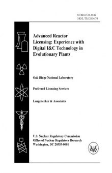 Advanced Reactor Licensing : Experience with Digital I&C Technology in Evolutionary Plants