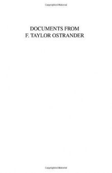 Documents from F. Taylor Ostrander, Volume 23B (Research in the History of Economic Thought and Methodology)