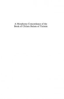 A Morphem Concordance of the Book of Chilam Balam of Tizimin