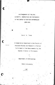 [Dissertation] Ethnography of the Eye: Authority, Observation and Photography in the Context of British Anthropology, 1839-1900