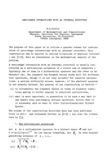 Applications of Self-Adjoint Extensions in Quantum Physics: Proceedings of a Conference Held at the Laboratory of Theoretical Physics, JINR Dubna, USSR, September 29 – October 1, 1987