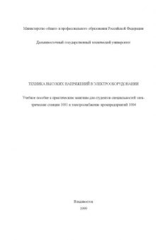 Техника высоких напряжений в электрооборудовании: Учебное пособие к практическим занятиям